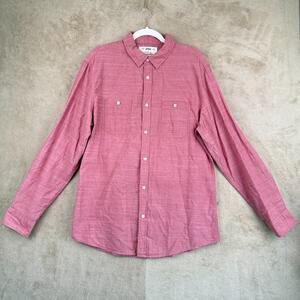 Urban Pipeline Awesomely Soft Ultimate Shirt Men L Red Chambray Button Up Cotton
